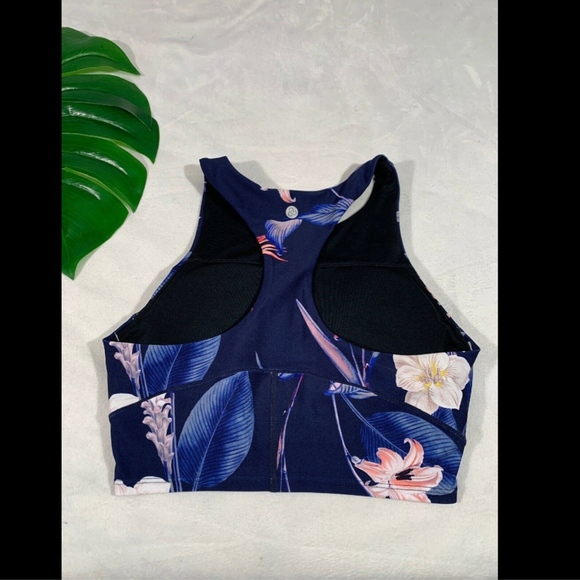 NEW $40 Zella Floral Stardust Racerback Padded Sports Bra in Blue‎ [SZ XS ] - Picture 6 of 8